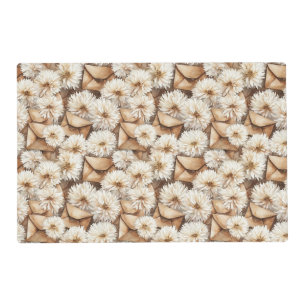 White Flowers Cream Envelopes Birthday Placemat
