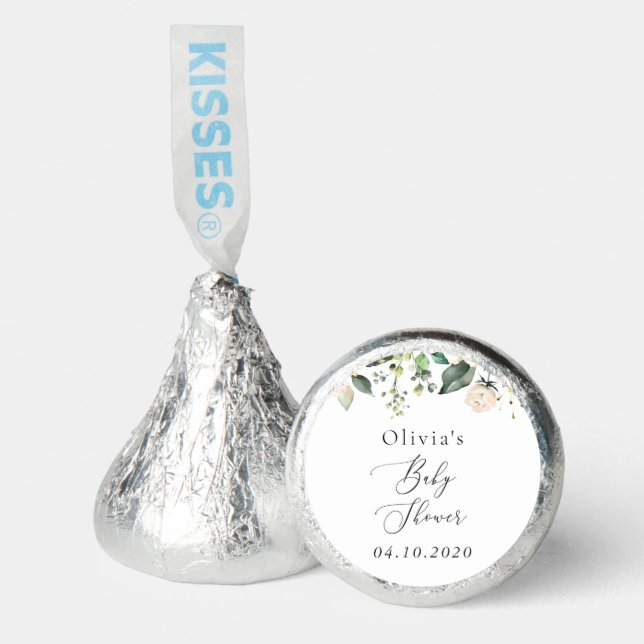 White Flowers, Cream Flowers, Boho, Baby Shower Hershey®'s Kisses® (Front)