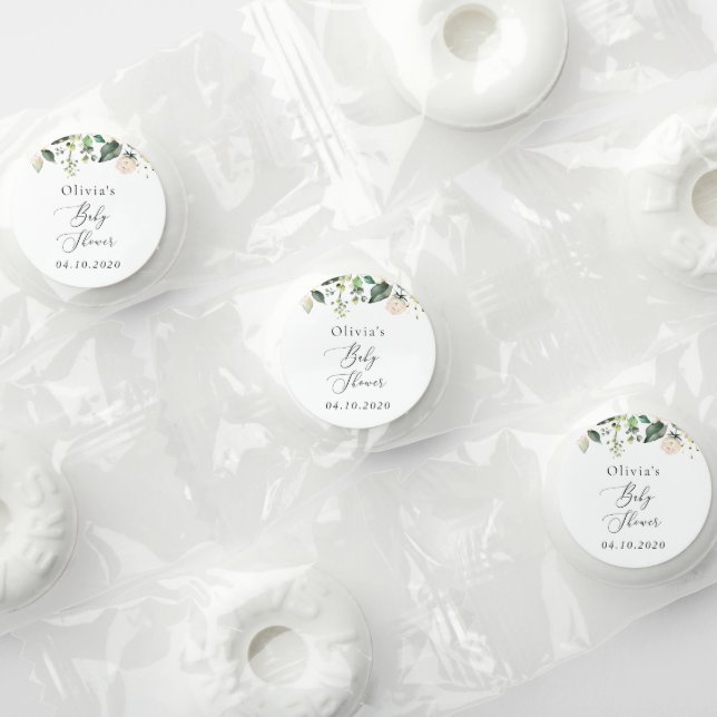 White Flowers, Cream Flowers, Boho, Baby Shower Life Saver® Mints (Assorted)