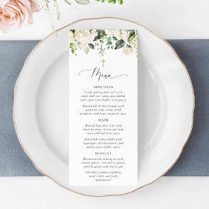 White Flowers, Cream Flowers, Boho, Baptism Menu