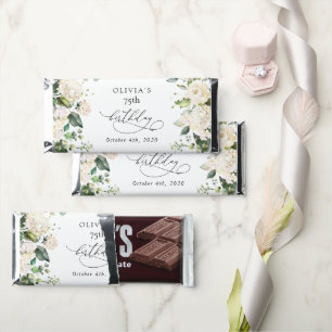 White Flowers, Cream Flowers, Boho, Birthday Hershey Bar Favors