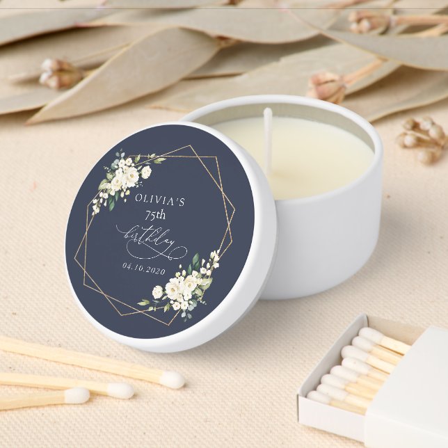 White Flowers, Cream Flowers, Boho, Birthday Mini Candle Favors (Insitu)