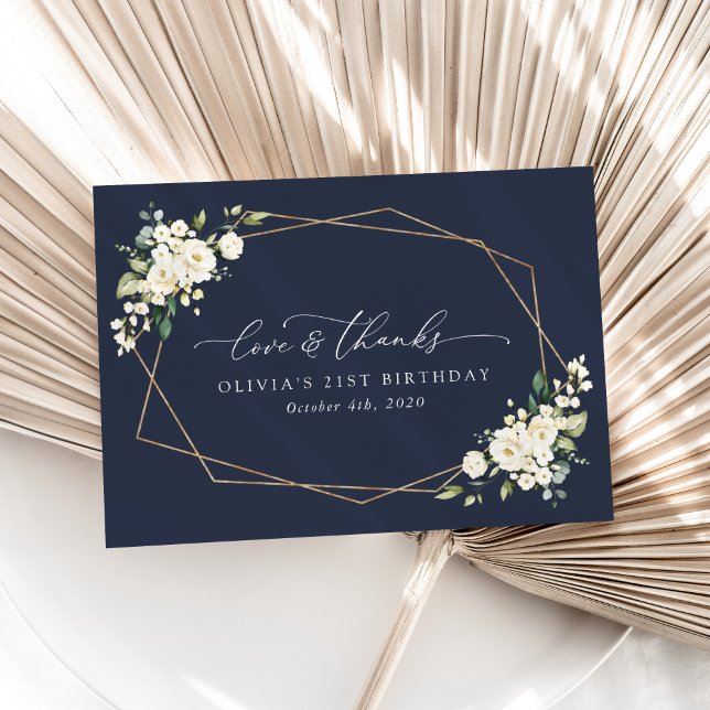 White Flowers, Cream Flowers, Boho, Birthday  Thank You Card (Creator Uploaded)