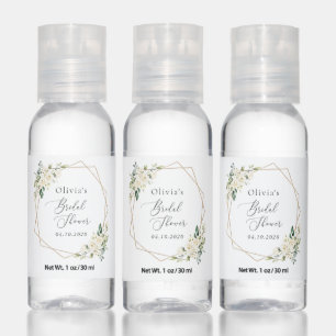 White Flowers, Cream Flowers, Boho, Bridal Shower Hand Sanitizer
