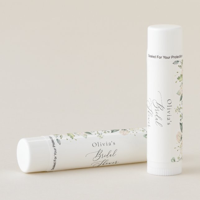 White Flowers, Cream Flowers, Boho, Bridal Shower Lip Balm (Front)