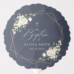 White Flowers, Cream Flowers, Boho, Floral Baptism Balloon