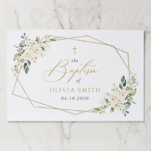 White Flowers, Cream Flowers, Boho, Floral Baptism Paper Pad