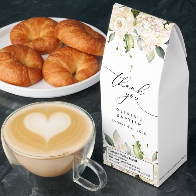 White Flowers, Cream Flowers, Boho, Floral Baptism Roasted Coffee (Breakfast)