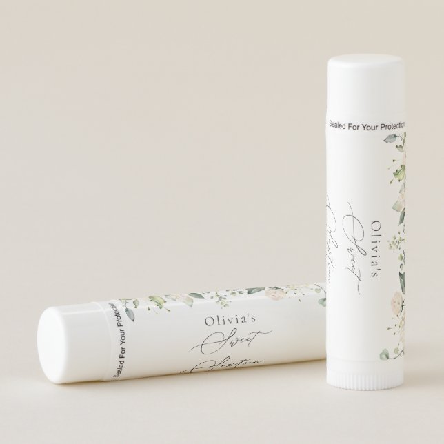 White Flowers, Cream Flowers, Boho, Sweet 16 Lip Balm (Front)
