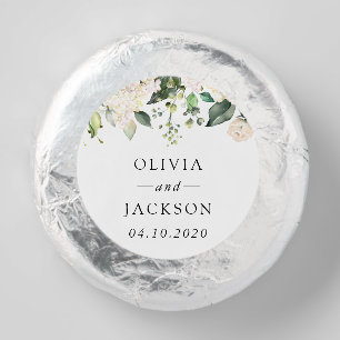 White Flowers, Cream Flowers, Greenery, Wedding Dipped Oreo Cookie Favors