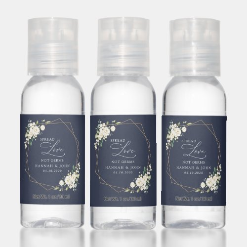 White Flowers Cream Flowers Greenery Wedding Hand Sanitizer