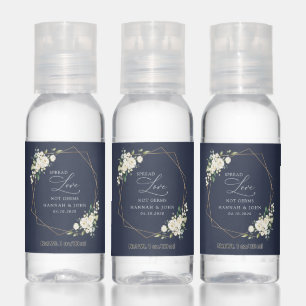 White Flowers, Cream Flowers, Greenery, Wedding Hand Sanitizer