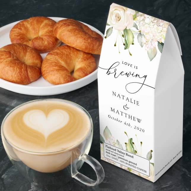 White Flowers, Cream Flowers, Greenery, Wedding Roasted Coffee (Breakfast)