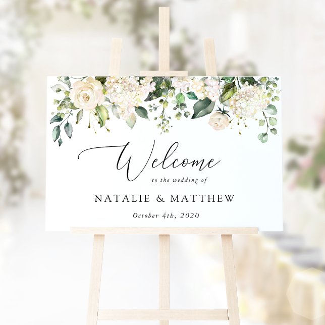 White Flowers, Cream Flowers, Wedding Welcome  Sign (Creator Uploaded)