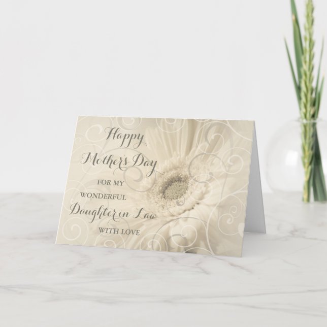 White Flowers Daughter in Law Happy Mother's Day Card (Front)