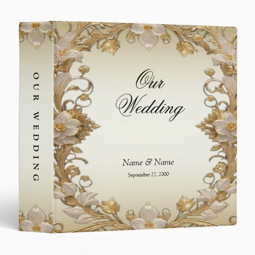 White Flowers Decorative Gold Album Binder