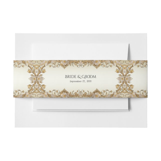 White Flowers Decorative Gold Belly Band (Front Example)