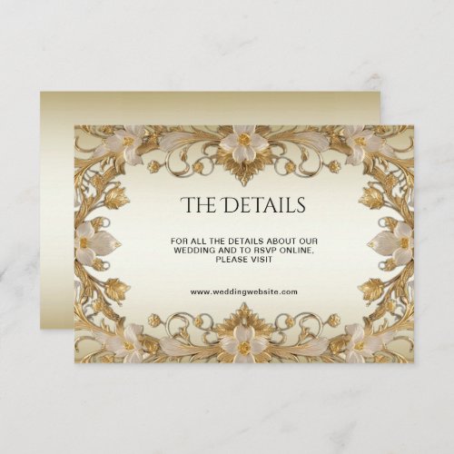 White Flowers Decorative Gold Detail Enclosure Card