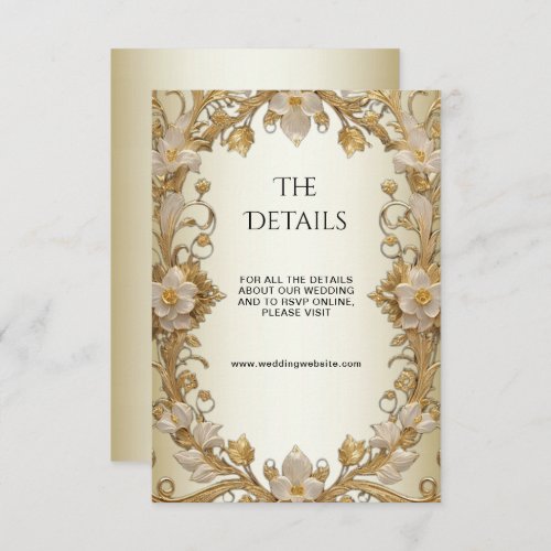 White Flowers Decorative Gold Enclosure Card