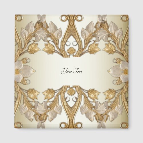 White Flowers Decorative Gold Magnet