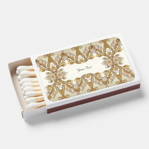 White Flowers Decorative Gold Matchboxes