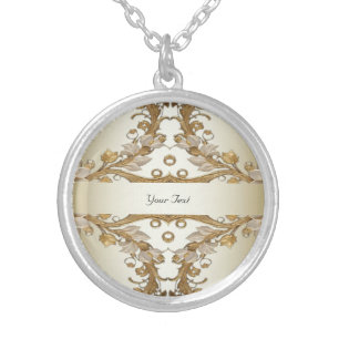 White Flowers Decorative Gold Necklace