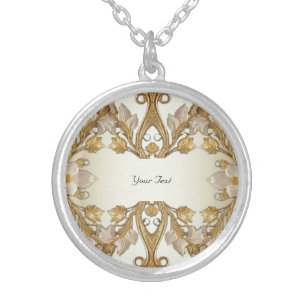 White Flowers Decorative Gold Necklace