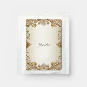 White Flowers Decorative Gold Tea Bag Drink Mix