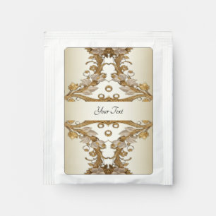 White Flowers Decorative Gold Tea Bag Drink Mix