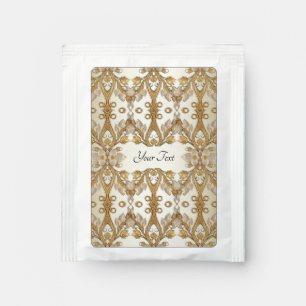 White Flowers Decorative Gold Tea Bag Drink Mix