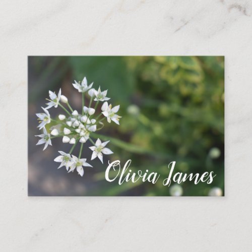 White Flowers Delicate Floral Blossom Nature Photo Business Card