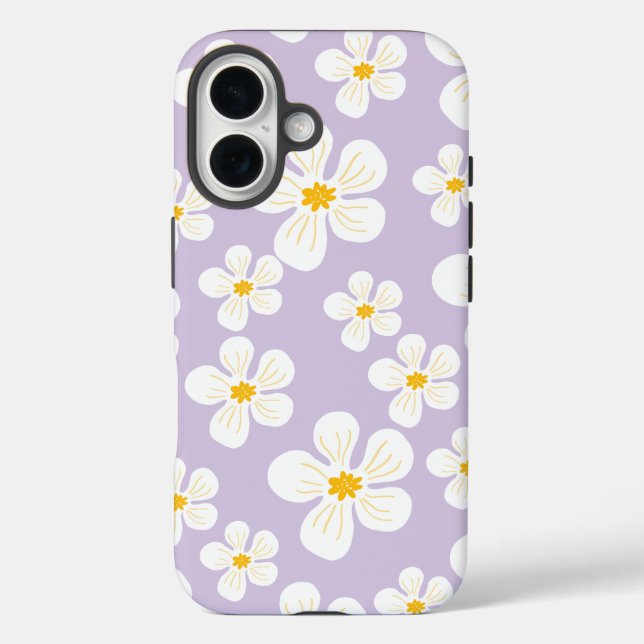 White Flowers Design Otterbox iPhone 16 Case (Back)