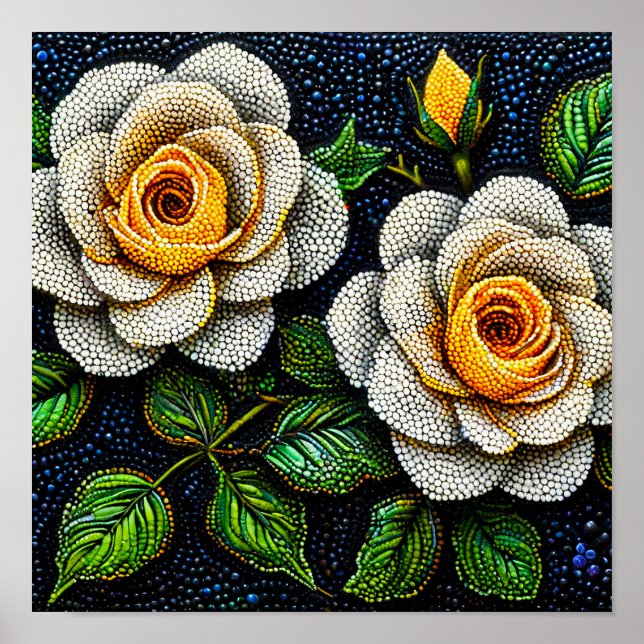 🤍 White Flowers Dot Art Minimal Pointillism Decor (Front)