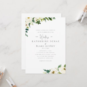White Flowers Elegant Formal Bride Parents Invitation