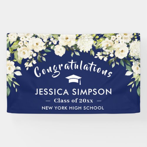 White Flowers Eucalyptus Graduation Class of 2024  Banner