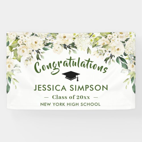 White Flowers Eucalyptus Graduation Class of 2024  Banner