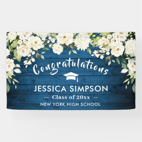 White Flowers Eucalyptus Graduation Class of 2024  Banner