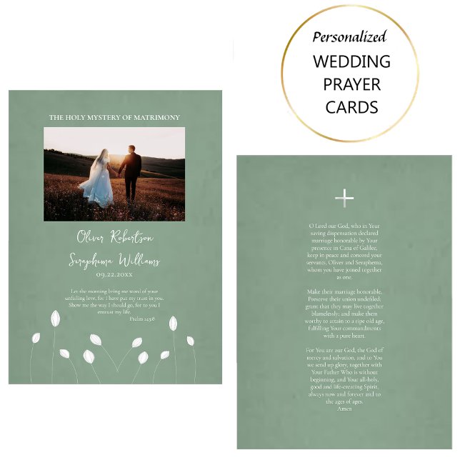 White Flowers Field Orthodox Wedding Prayer Card   (Creator Uploaded)