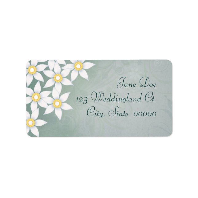 White Flowers Floral Address Labels (Front)
