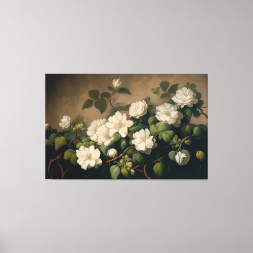 White Flowers Floral Art Floral Canvas Print