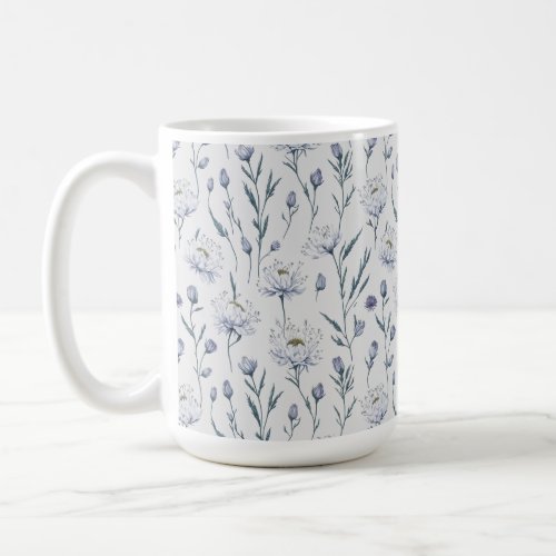 White Flowers Floral Seamless Pattern  Coffee Mug