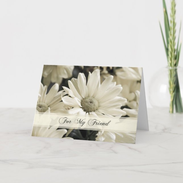 White Flowers Friend Maid of Honor Invitation Card (Front)