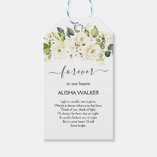 White flowers Funeral Memorial Gift Tags