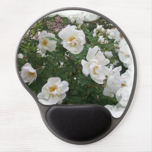 White Flowers Gel Mouse Pad (Front)