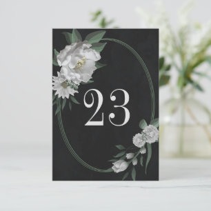 white flowers geometric black table number