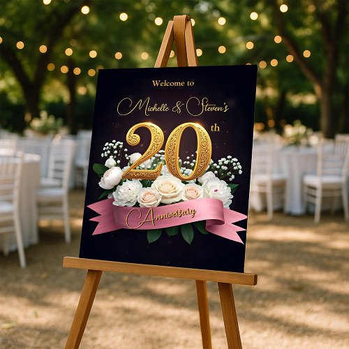 White Flowers Golden Chic 20th Wedding Anniversary