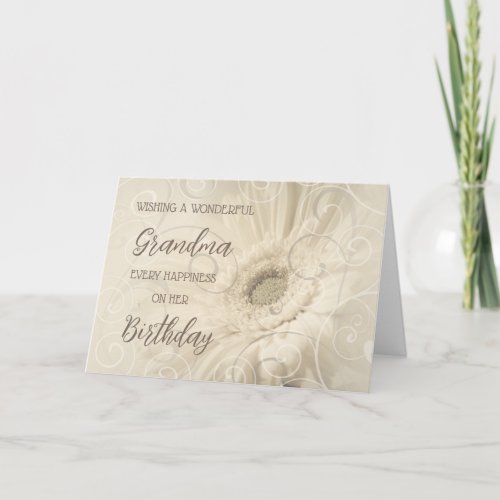 White Flowers Grandma Birthday Card
