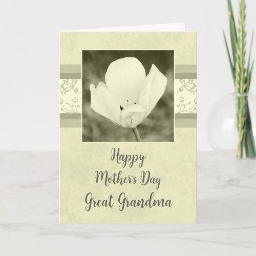 White Flowers Great Grandma Happy Mothers Day Card