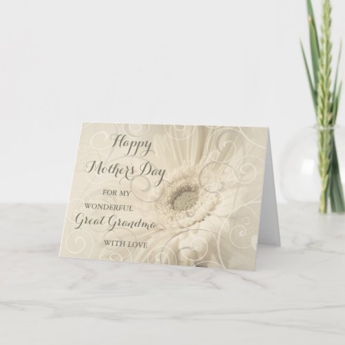 White Flowers Great Grandma Happy Mothers Day Card