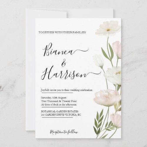 White Flowers Greenery Succulent Photo Save The Date